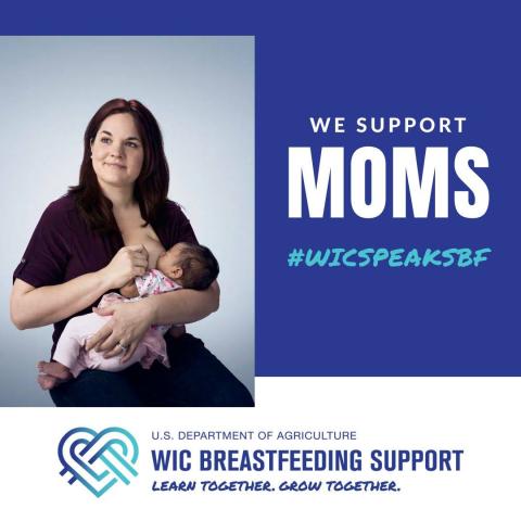 Mom breastfeeding baby social media message